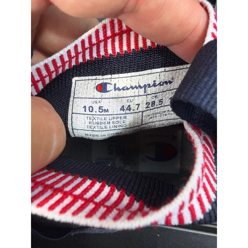Champion Rally Pro Navy Blue Red White Mid Top Slip On Sneakers Mens 10.5M